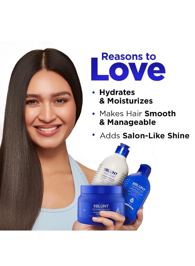 Bblunt Intense Moisture Hair Combo | Shampoo + Conditioner + Hair Mask | Moisturizes & Hydrates | Deeply Nourishes | Adds Salon-Like Shine | For Men & Women | 300 ml + 250 g + 250 g - Image 3